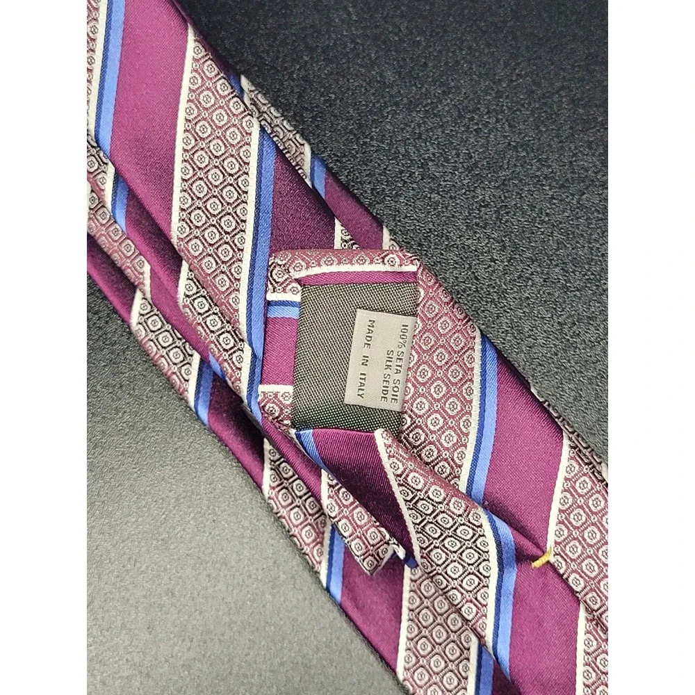 Canali 1934 Tie Purple Blue Stripe Geometric 100% Silk Italy 3.25in